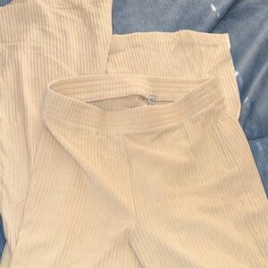 Aerie Cream Ribbed Lounge Pants